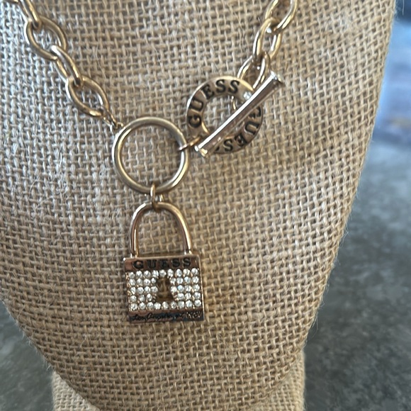 Vintage guess choker toggle locket rhinestones says guess est LA 1981 - Picture 2 of 4